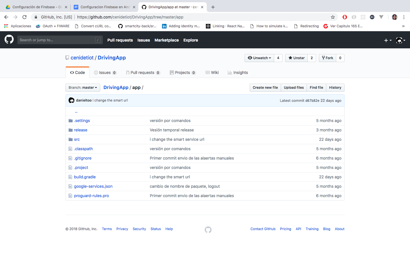 Archivo de configuración en proyecto DrivingApp