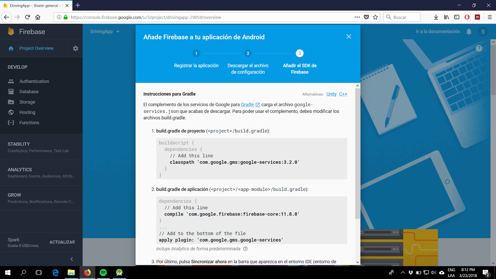 Archivos de los servicios de Gradle